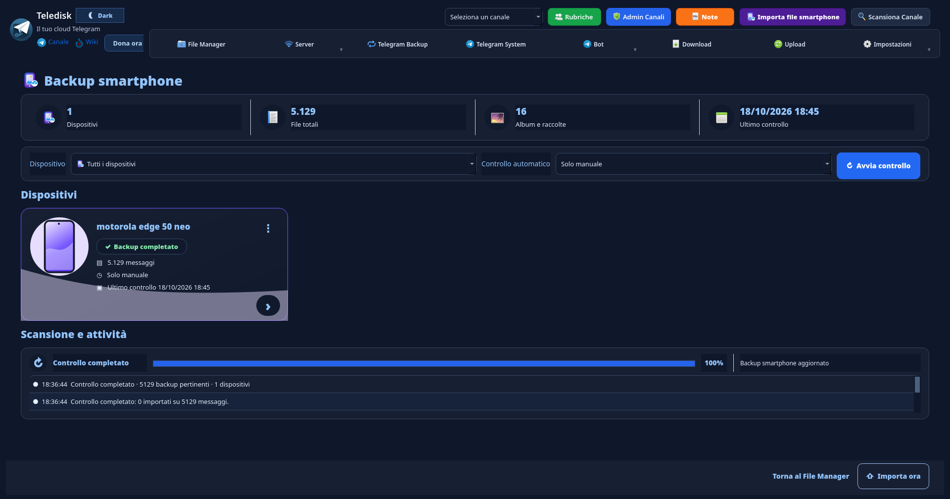 Ritrova i backup di Media — TeleDisk Desktop 1.7 Linux