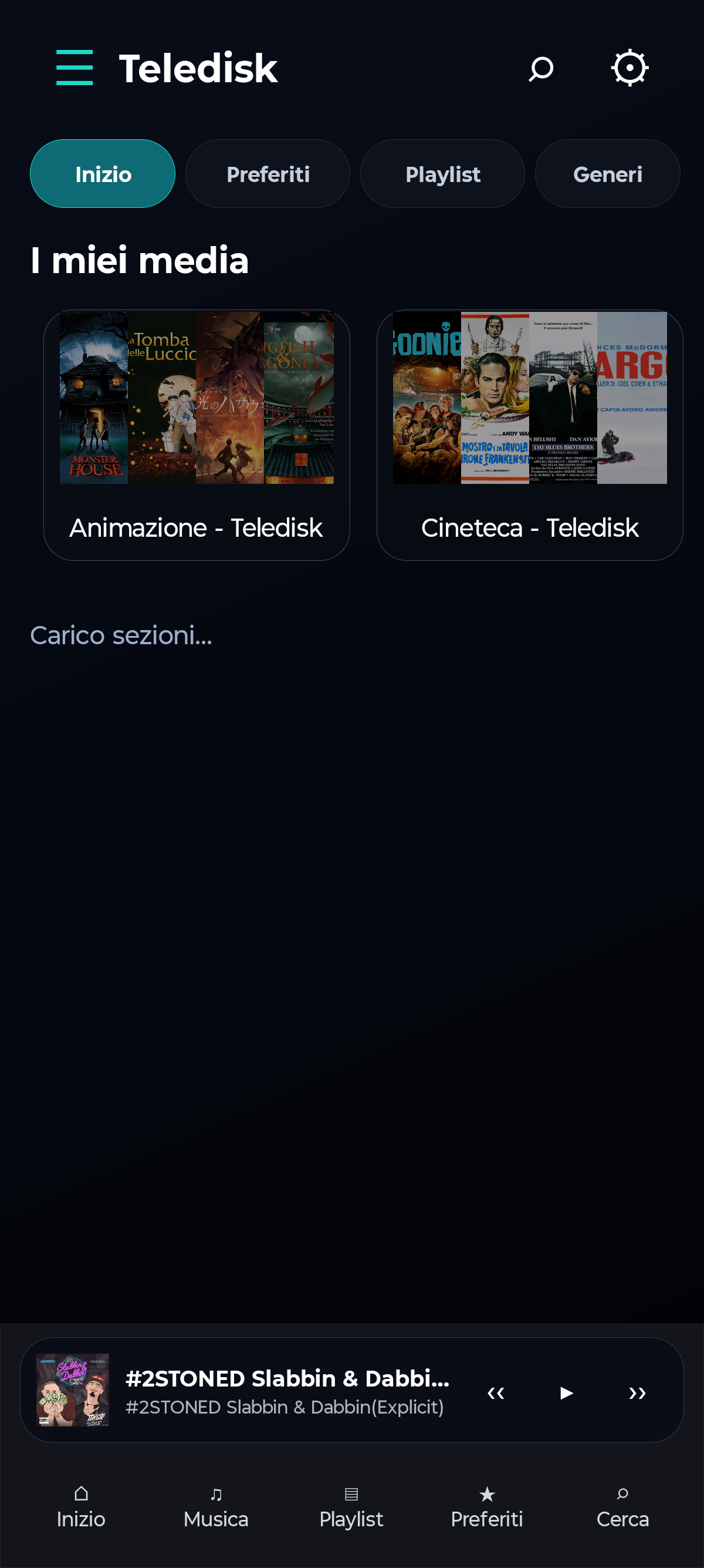 Schermata reale della home TeleDisk Stream su Android
