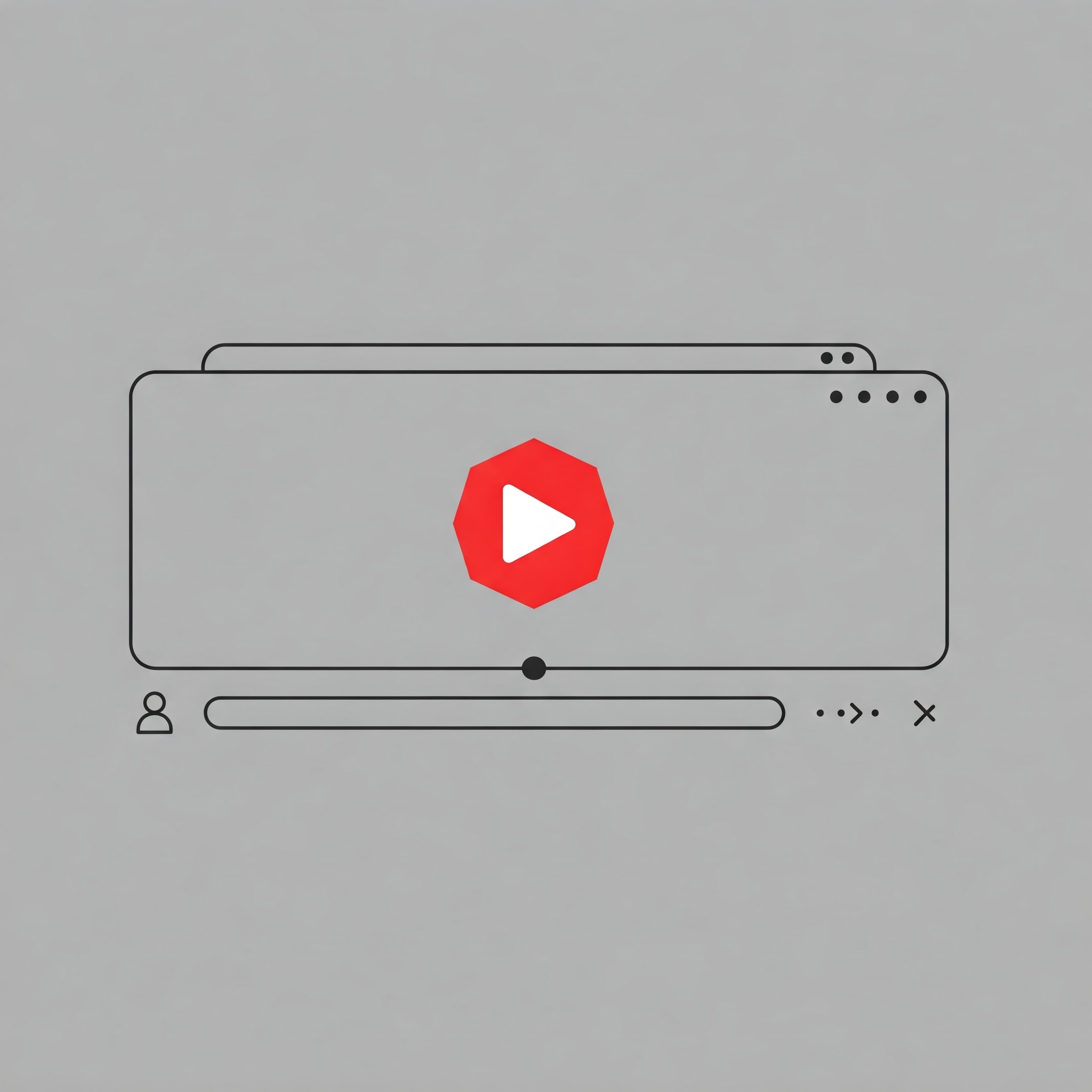 Pannello di streaming minimalista con pulsante di riproduzione centrale