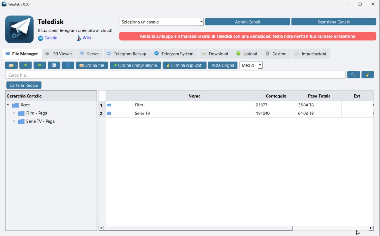 Copia backup canali telelgram, stream